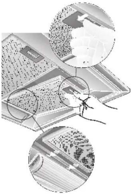 BOSCH DKE765A - Removing and inserting the metal grease filters: - 1
