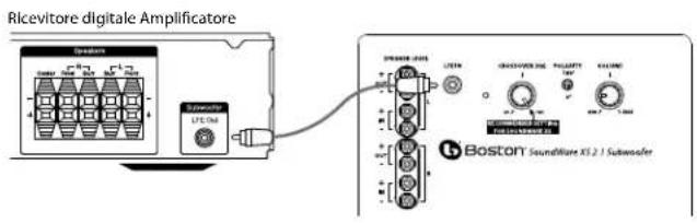 BOSTON ACOUSTICS SoundWare XS 2.1 - Regolazione del Comando Crossoverliche Bildschirmanweisungen sowie Music, Effekte und raumfullenden Bass in einem formschönen, kleinen Gesamtpaket. Eine kompakte Treiberplatzierung und -qualität sowie systemspezifisches Crossover garantieren eine weiträumige, gleichformige Klangverteilung und somit die komplete Abdeckung eines Hörraumes. Alle Lautsprecher verfügen darüberhinaus über MagnaGuard*-Magnetabschirmungen, die sicherstellen, dass die Magnetfelder der Lautsprecher keine Störungen im TV-Bild hervorrufen. - 1