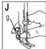CLATRONIC NM 600 - Fastening and removing the presser foot shoe (Fig. H-J) - 3