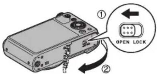 CASIO Exilim EXZR800 - 打开电池盖。 - 1