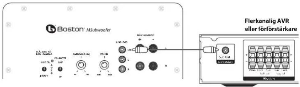 BOSTON ACOUSTICS MSurround - Anslutting av bashögtalaren till att digitalt hemmabiosystem med LFE - 1