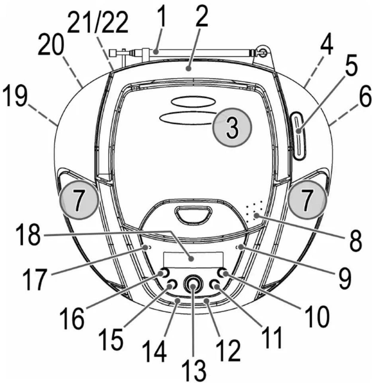 CLATRONIC SR 827 - Übersicht der Bedienelemente - 1