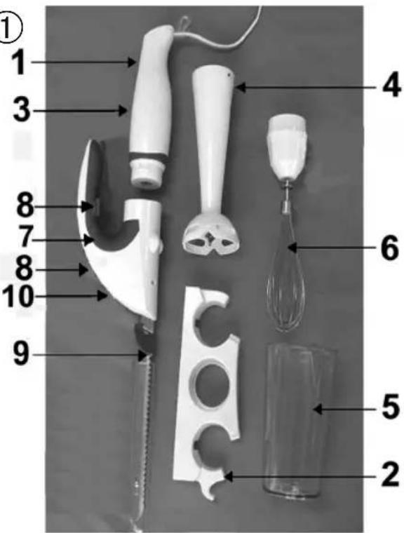 Labeled diagram of a cleaning or cleaning tool with numbered parts for identification