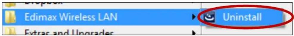Edimax EW7722UTn V2 - Allez dans Demarrer > Programmes > Edimax Wireless LAN > Désinstaller - 1