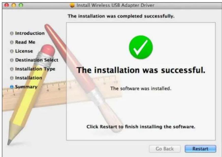 Edimax EW7722UTn V2 - Lorsque l'installaon est terminée, vous verrez l'écran suivant qui vous informera que « L'installaon a été reussie ». Cliquez sur « Redémarrer » pour redémarrer votre ordinateur. - 1