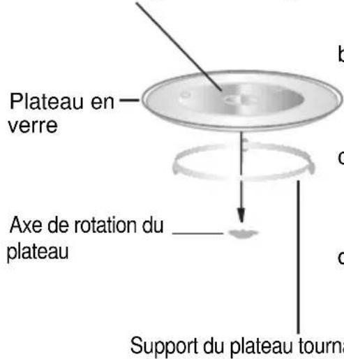 Plateau en verre Axe de rotation du plateau Support du plateau tourna