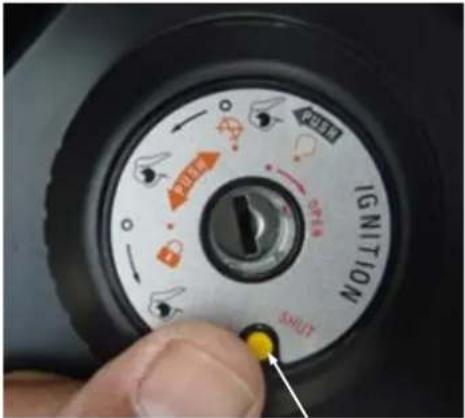 KYMCO Downtown 300i - To shut the ignition switch security shutter: - 1
