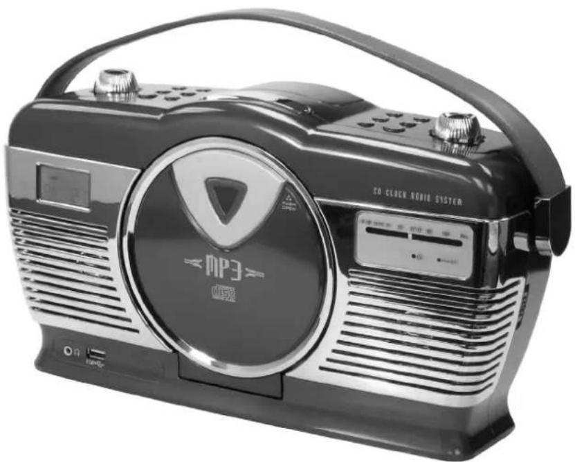 Ices ISCD33 - DRAAGBARE RETRO CD/MP3/USB-SPELER MET RADIO - 1