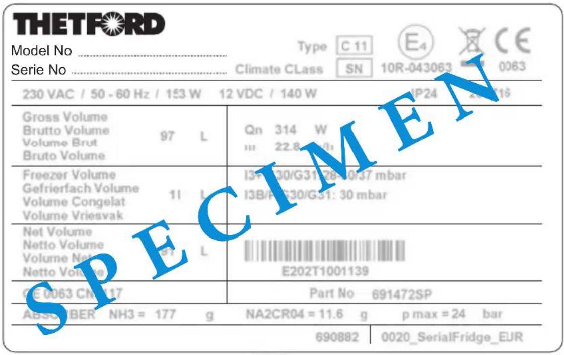 THETFORD N3145 - FOR GUARANTEE/SERVICE - 2