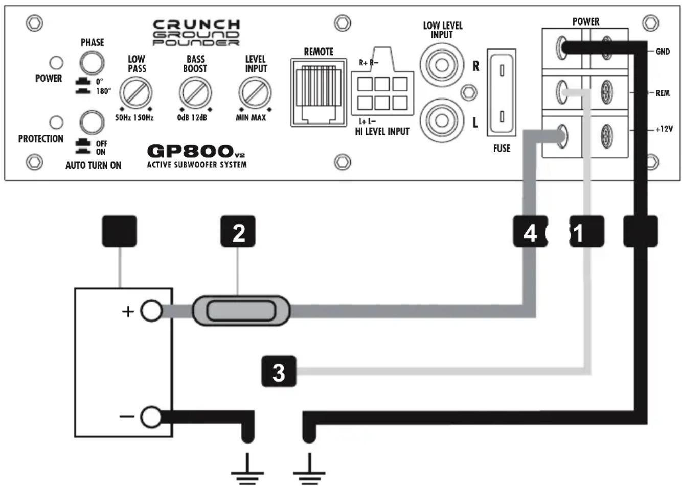 Crunch GP800 - CONEXIONES DE ALIMENTACION Y ENCENDIDO - 1