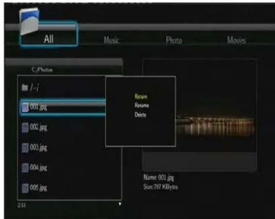 Fantec MMFHDL - Renaming / Deleting Files - 1