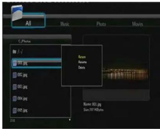 Fantec MMFHDL - Renommer / Effacer des fichiers - 1