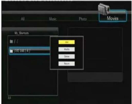 Fantec MMFHDL - Parcourir par 'Mes_raccourcis' - 1