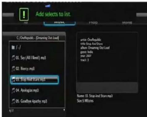 Fantec MMFHDL - Ajout de fichiers sur la liste d'écoute - 2