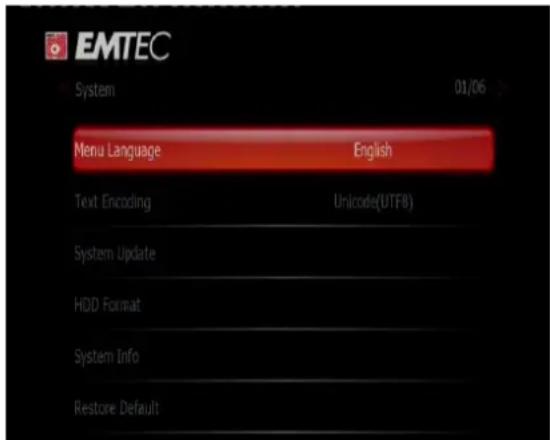 EMTEC Movie Cube V120H - Modifier les paramètres système - 1