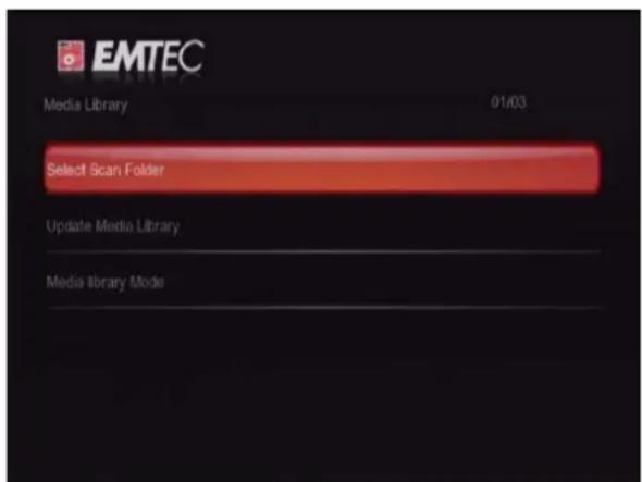EMTEC Movie Cube V120H - Changement des paramètres de la Bibliothèque Médias - 1