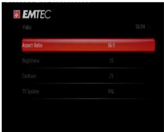 EMTEC Movie Cube V120H - Changement des paramètres video - 1
