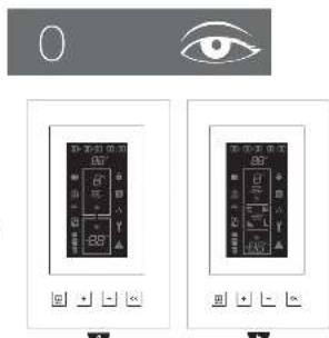 Digital display panel with eye icon and two labeled buttons below showing '80' and '85' text.