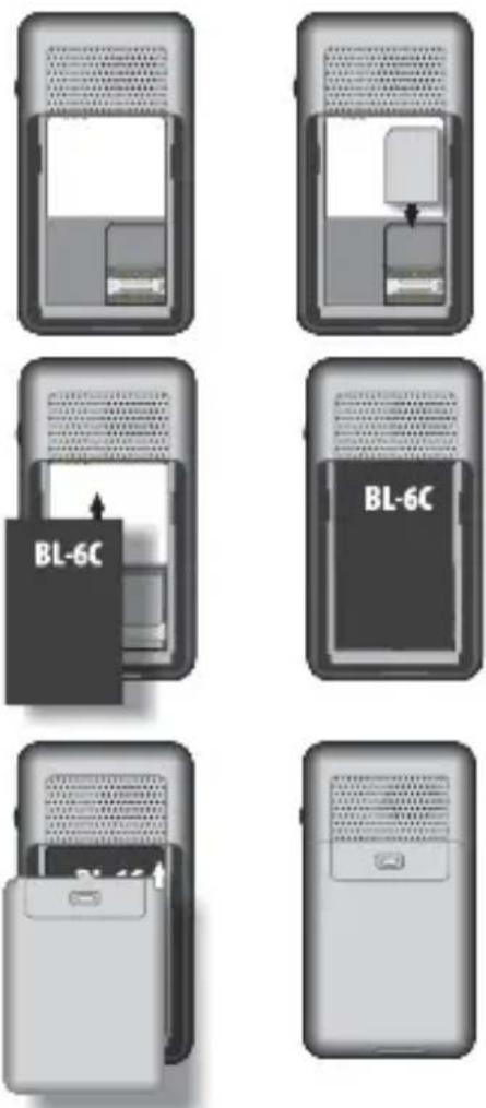 Fysic FM8800+ - Plaatsen SIM-kaart en accu: - 1