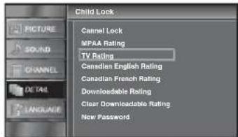 FUNAI LC195SLX - Use [Cursor ▲/▼] to select "TV Rating", then press [ENTER]. - 2