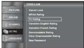 FUNAI LC320SLX - Use [Cursor / ] to select "TV Rating", then press [ENTER]. - 2