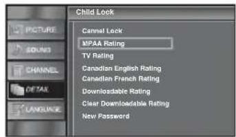 FUNAI LC320SLX - Use [Cursor ▲/▼] to select "MPAA Rating", then press [ENTER]. - 2