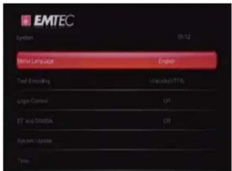 EMTEC Movie Cube S850H - Changing System Settings - 1