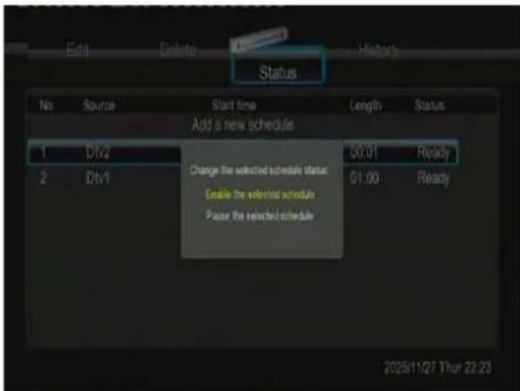 EMTEC Movie Cube D850H - Visualiser le statut de la programmation - 1