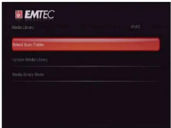 EMTEC Movie Cube D850H - Changement des paramètres de la Bibliothèque Médias - 1