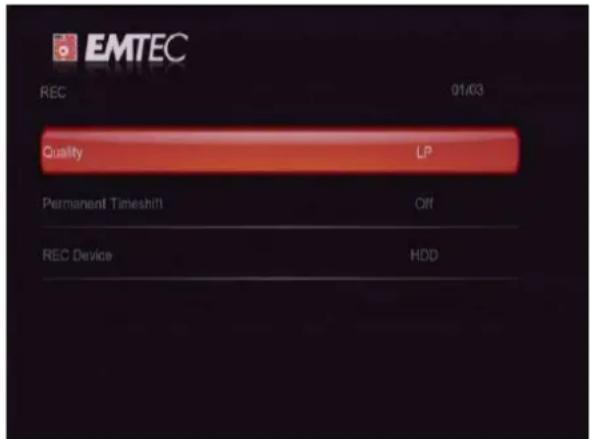 EMTEC Movie Cube D850H - Changement des paramètres d'enregistrement - 1