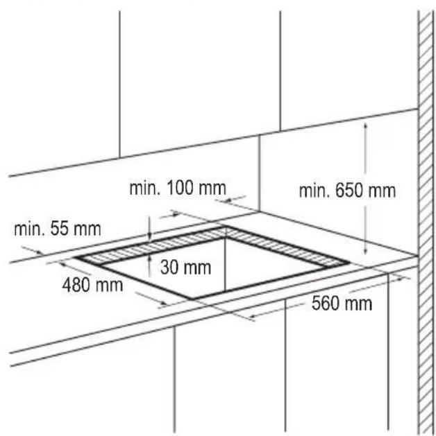 min. 100 mm min. 650 mm min. 55 mm 30 mm 480 mm 560 mm