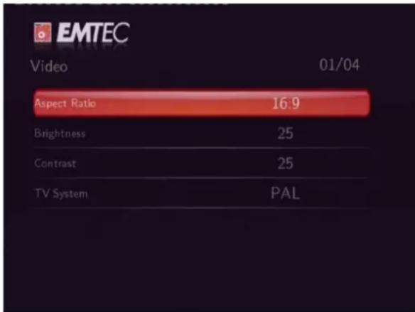 EMTEC EKLTVN200 - Changement des paramètres video - 1