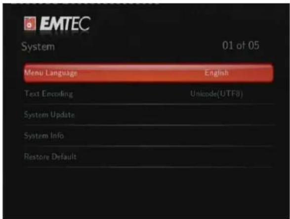 EMTEC EKLTVN200 - Modifier les paramètres système - 1