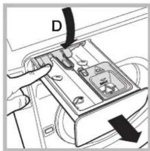 HOTPOINT-ARISTON Aqualtis ADS93D 69 EUA - Limpiar el contenedor de detergentes - 2