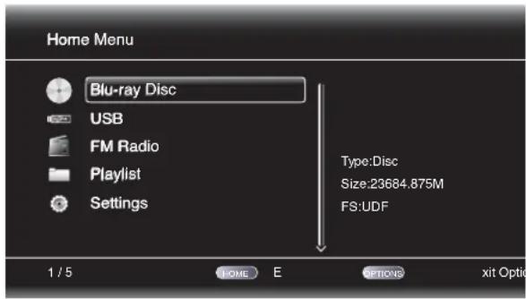 HARMAN KARDON BDS 600230 - Menu principal - 1