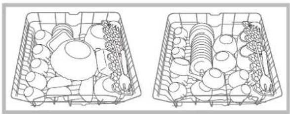 HOTPOINT-ARISTON LFS 114 BKHA - Ejemplos de carga del cesto superior - 1