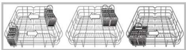 HOTPOINT-ARISTON LFS 114 BKHA - Esempi di posizionamento del cestino posate - 1
