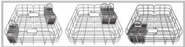 HOTPOINT-ARISTON LFS 114 IXHA - Exemples de rangement dans le panier à couverts - 1