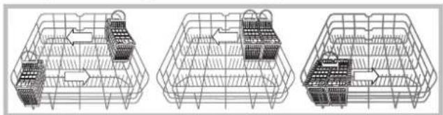 INDESIT DFG 262 S EU - Exemples de rangement dans le panier à couverts - 1