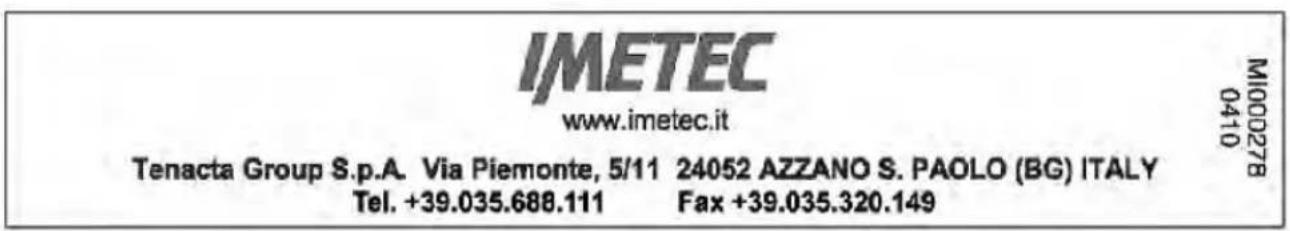 IMETEC SENSUIJ SM4200 - ASSISTANCE AND WARRANTY - 1