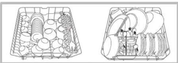INDESIT DFP 2731 NX EU - Приклади завантаження верхнього/ нижньогокоробу - 1