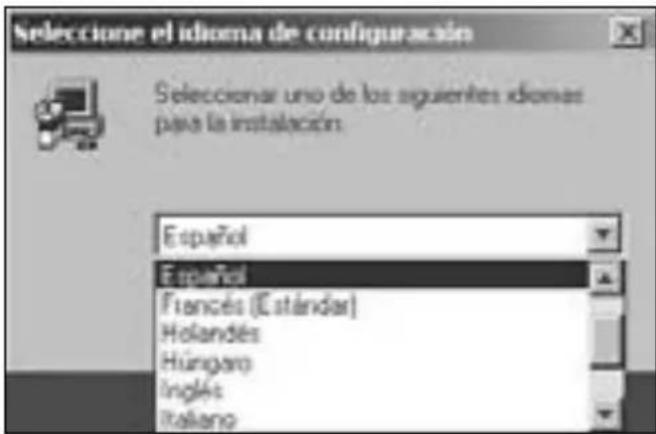 Seleccione el idioma de configuración Seleccionar uno de los siguientes idiomas para la instalación. Español Español Francés (Estándar) Holandés Húngaro Inglés Italiano