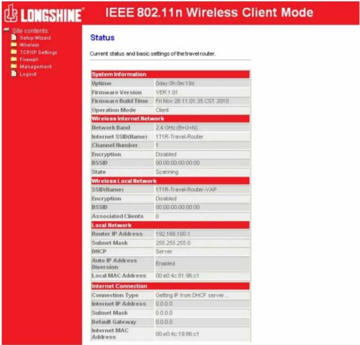 Longshine LCSWARCN - Client Mode: - 1