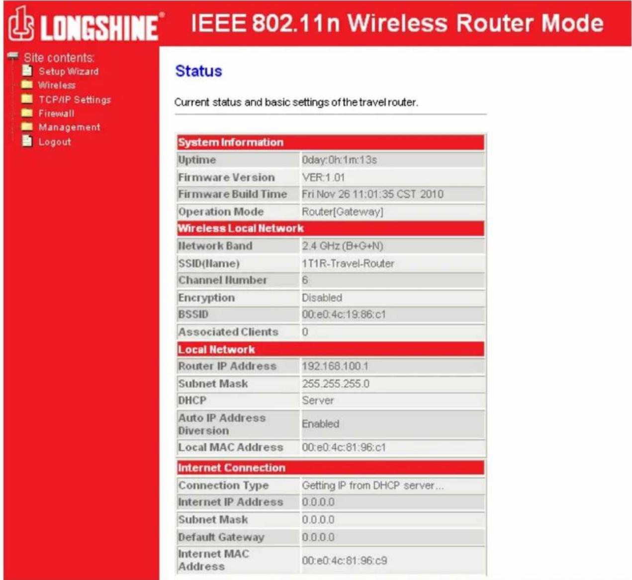 Longshine LCSWARCN - Modalità Router: - 1