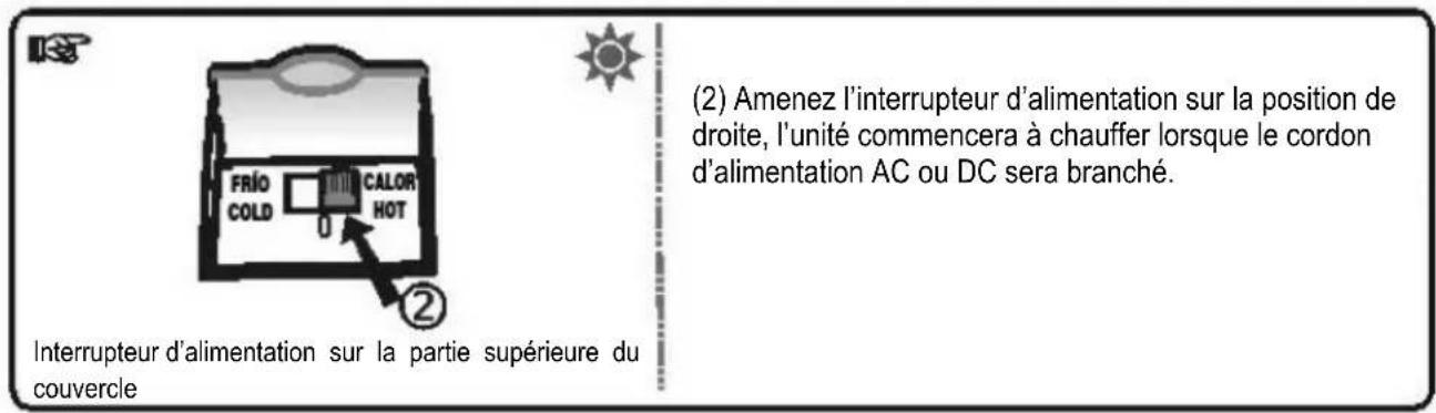 PALSON 35128 - B- Comment utiliser l'interrupteur d'alimentation ON/OFF et CHALEUR/FROID - 2