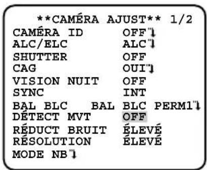 PANASONIC WVCL930 - Paramétrages avancés à propos de la fonction de détection de mouvement (MODE1) - 1