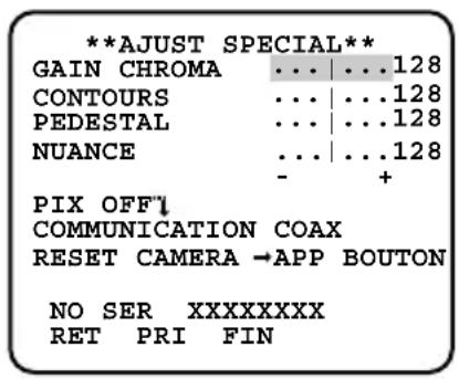 PANASONIC WVCL930 - Configuration du menu spécifique [AJUST special] - 1