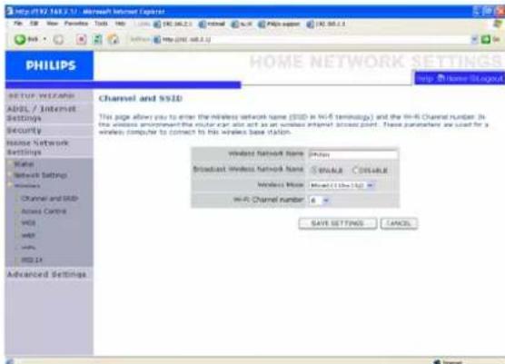 PHILIPS CGA5722 - Canal et SSID/Channel and SSID : - 1