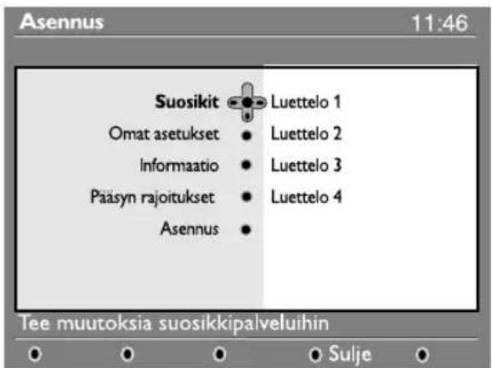 PHILIPS 32PFL7532D - Suosikkiluettelon määrittäminen - 2