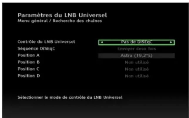 PHILIPS DSR5020 - Paramètres du LNB Universal - 1